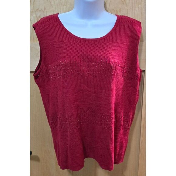 Rqt Womens Sleeveless Ribbed Knit Tank Top Large L Nylon & Rayon Blend Red - Picture 2 of 7